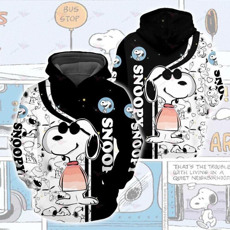 Snoopy Cute Black And White Over Print 3d Hoodie Zip Hoodie