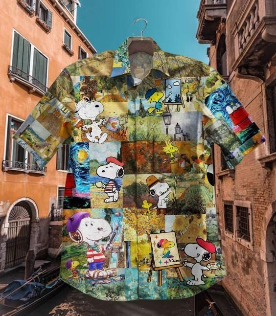 Hawaii Shirt Hot Van Gogh Snoopy Vintage Hawaiian Shirt-zx11284
