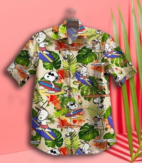 Snoopy Hawaiian Graphic Print Short Sleeve Hawaiian Casual Shirt 64