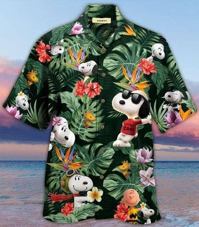 Snoopy Graphic Print Short Sleeve Hawaiian Shirt 45