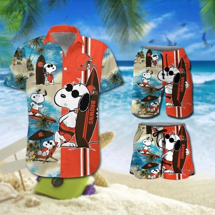 Snoopy And Cleveland Browns Hawaiian Shirt