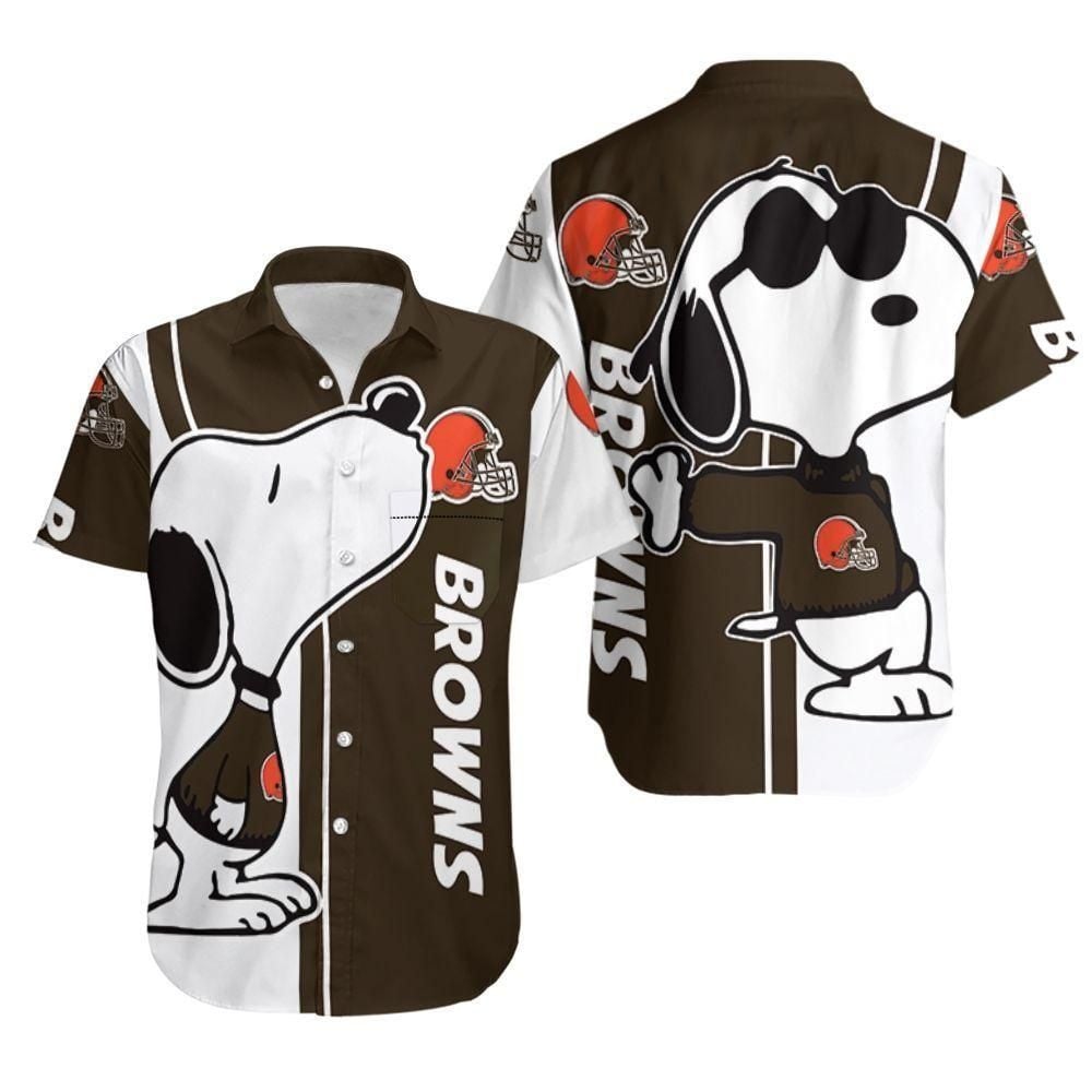Beach Shirt Cleveland Browns Snoopy Lover 3d Printed Hawaiian Shirt Combo Beach