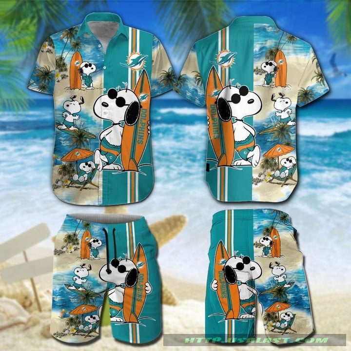 Miami Dolphins Snoopy Surfing Hawaiian Shirt