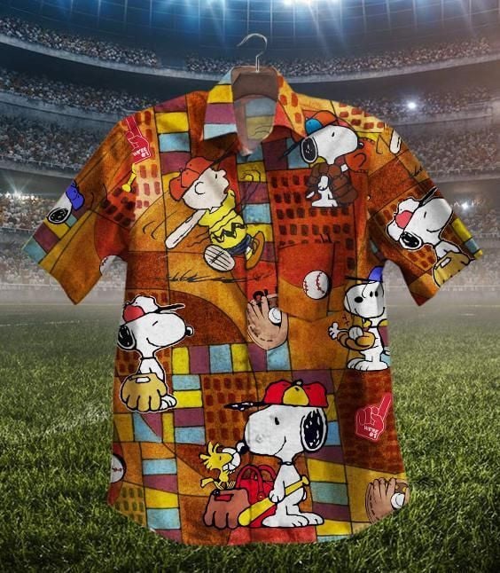 Hawaii Shirt Hot Baseball Snoopy Vintage Hawaiian Shirt-zx11685