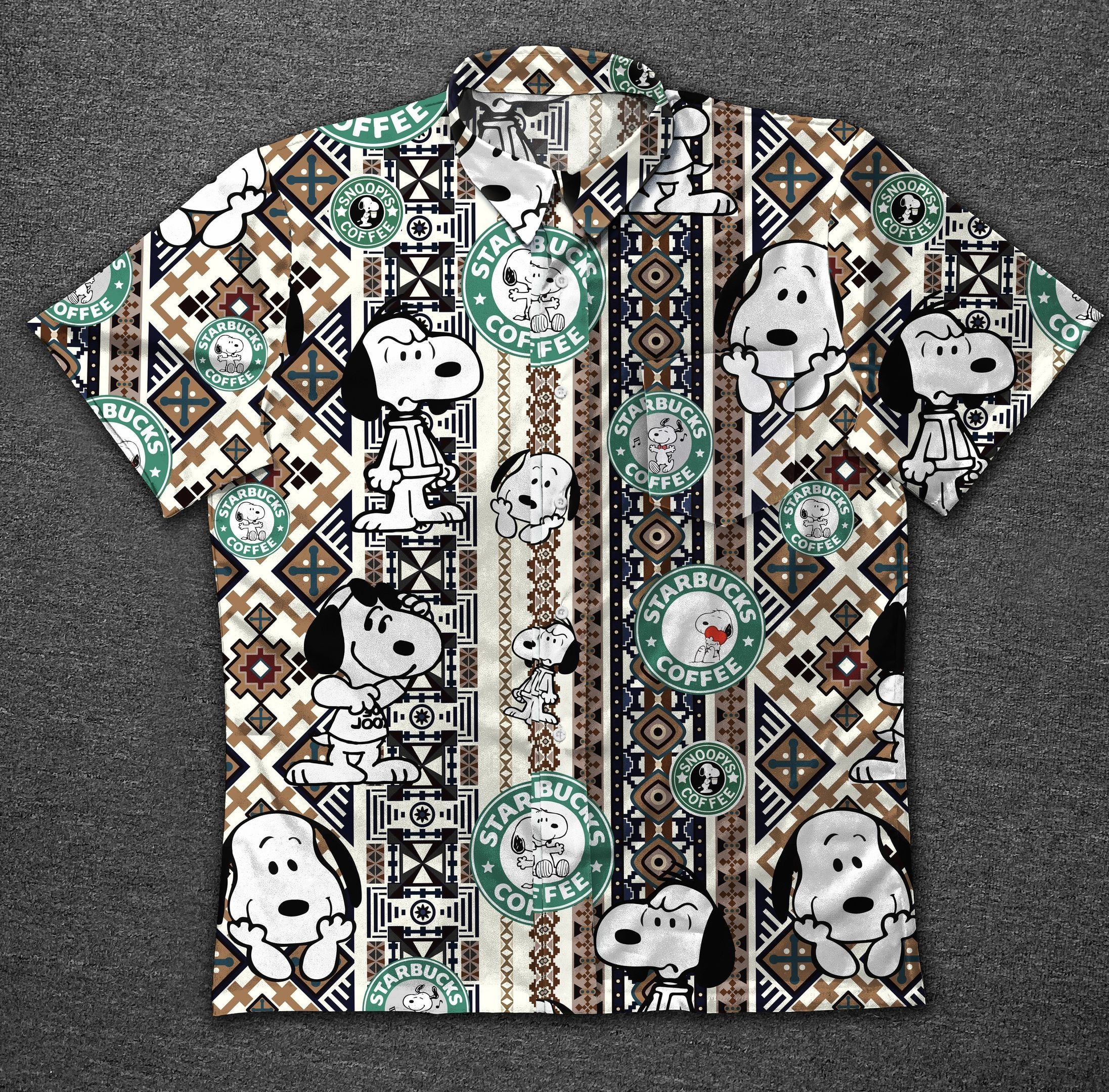 Hawaii Shirt Starbucks Snoopy Vintage Cotton Hawaiian Shirt-zx10153