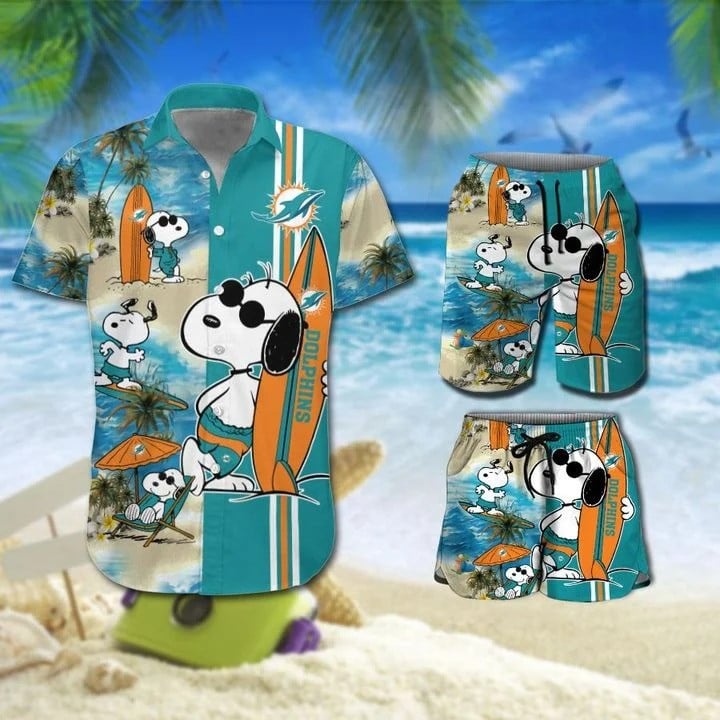 Snoopy And Miami Dolphins Hawaiian Shirt