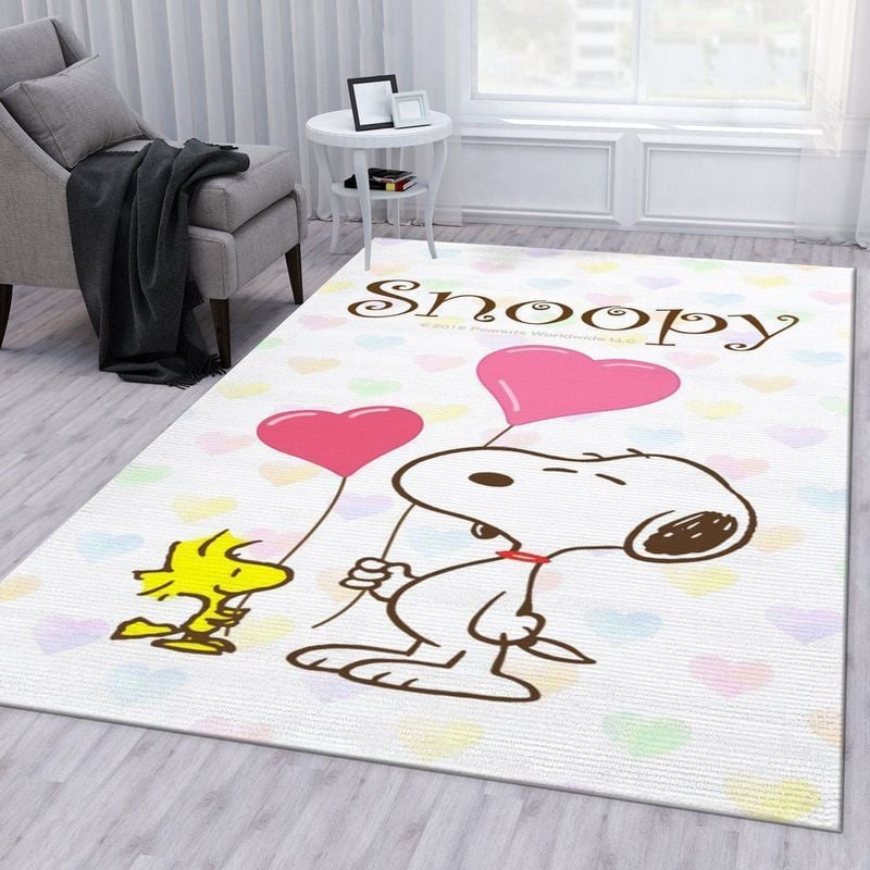 Snoopy Love Area Rug Living Room Rug Home Decor Floor