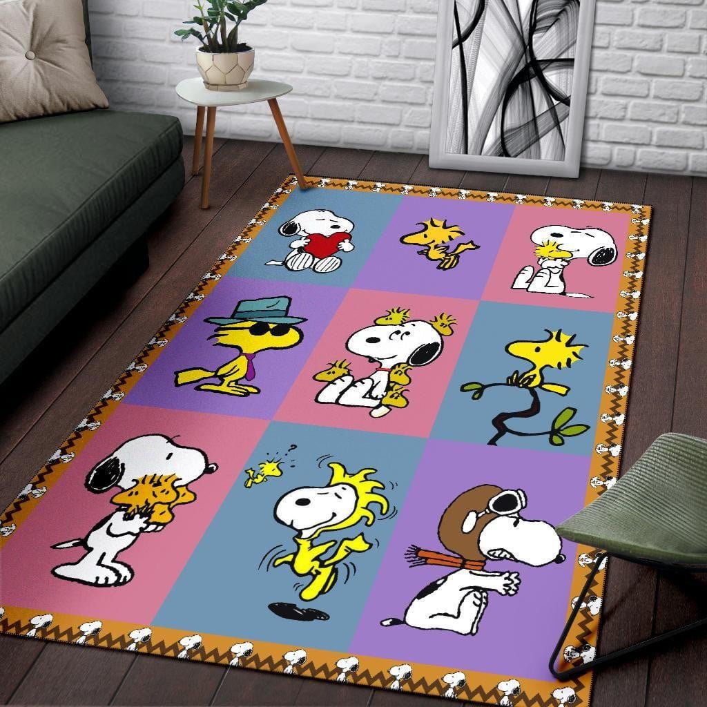 Snoopy Peanuts Rug, Gift For Fan Rug Home Decor Floor Decor
