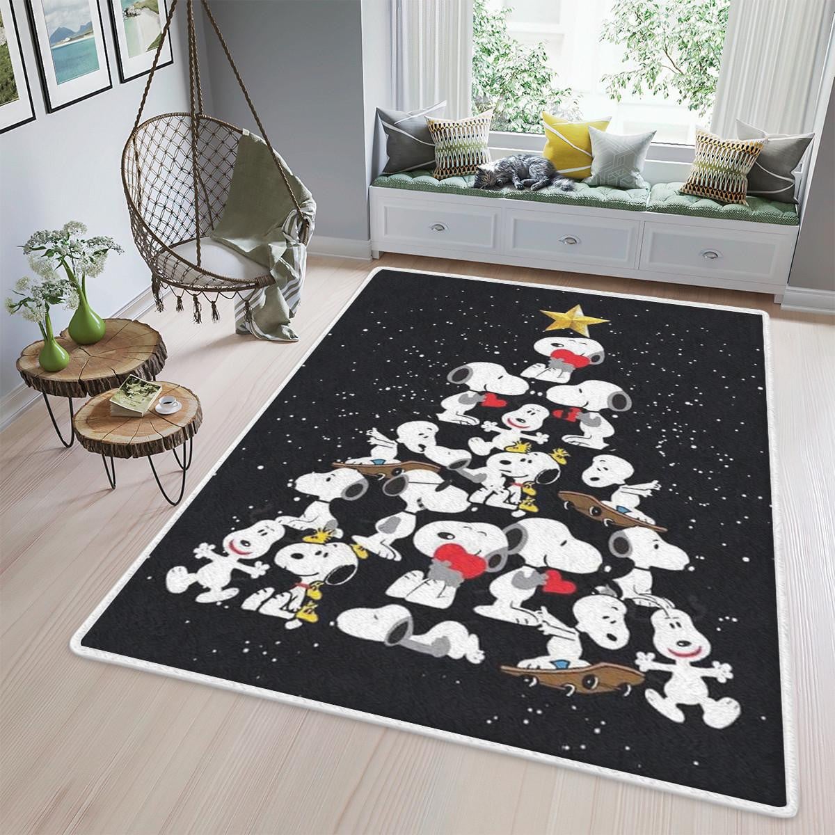 Funny Snoopy Area Rug Living Room, Christmas Gift, Peanuts Snoopy Merry Christmas, Gift For Fan Rug Home Decor Floor Decor