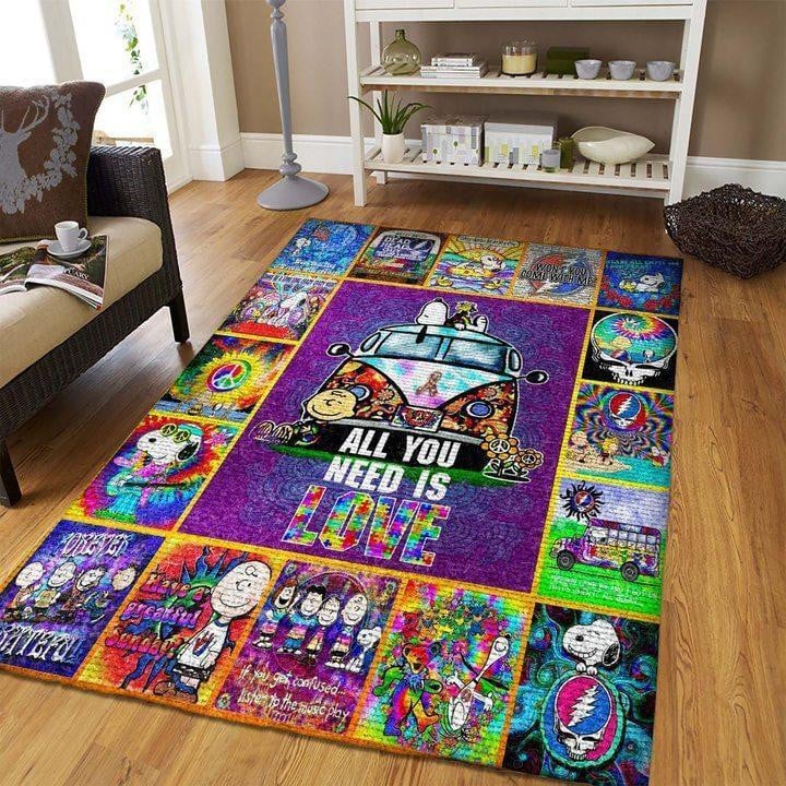 Grateful Dead Band And Snoopy The Peanuts, All I Need Is Love Area Rug Living Room, Rug Home Decor Floor Decor 10