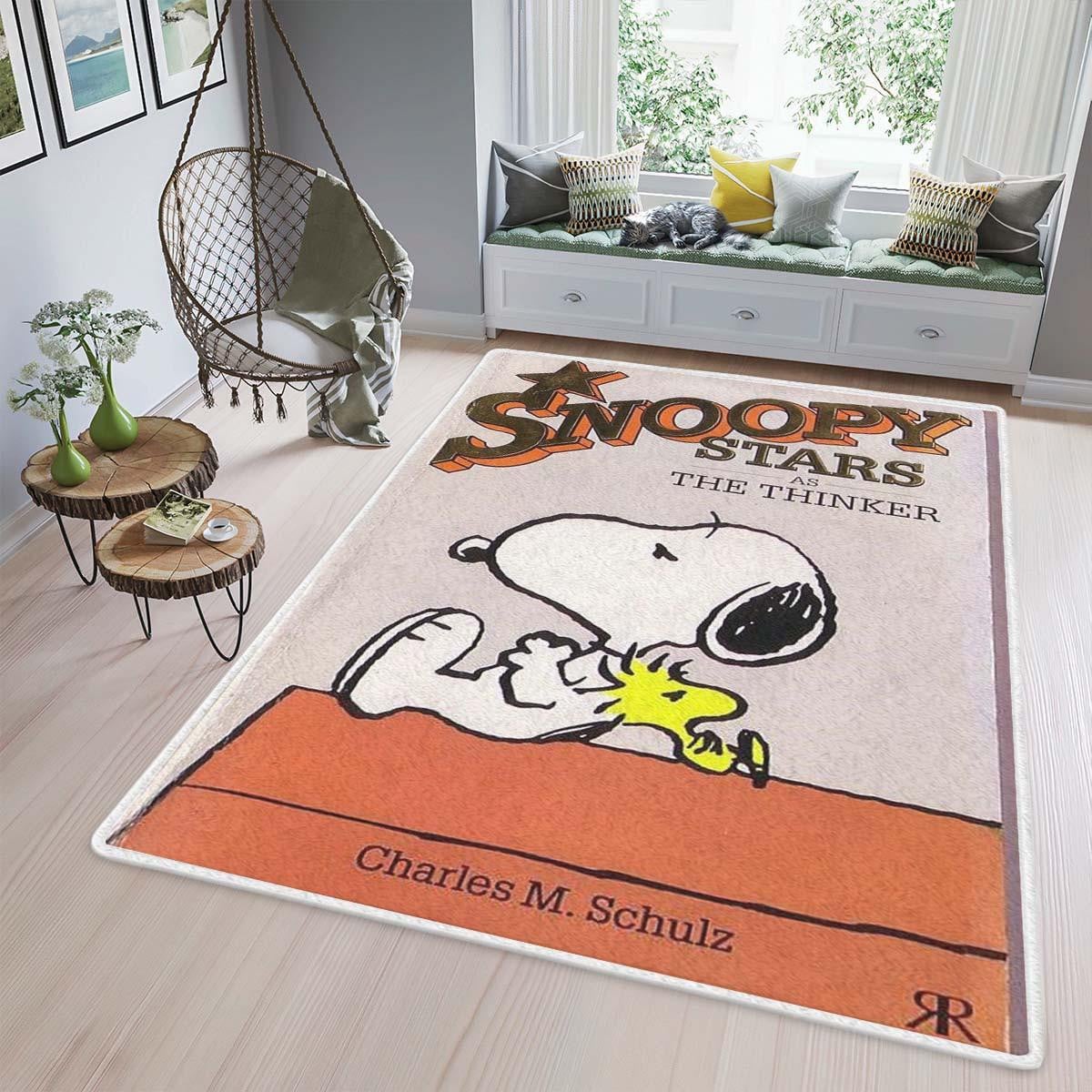 Peanuts Snoopy Star As The Thinker Fan Gift, Christmas Gift, Snoopy Gift For Fans Rug Home Decor Floor Decor