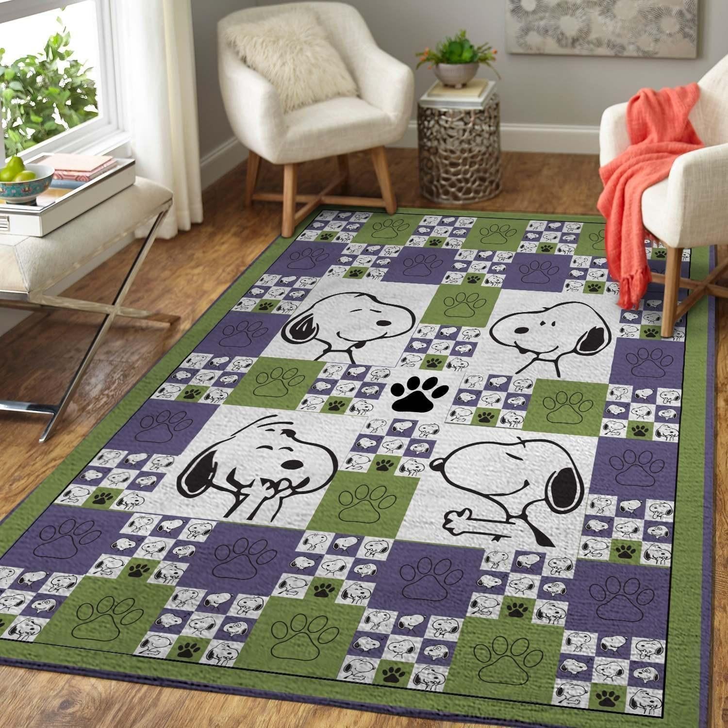 Snoopy The Peanuts Area Rug Living Room, Funny Snoopy Rug Home Decor Floor Decor