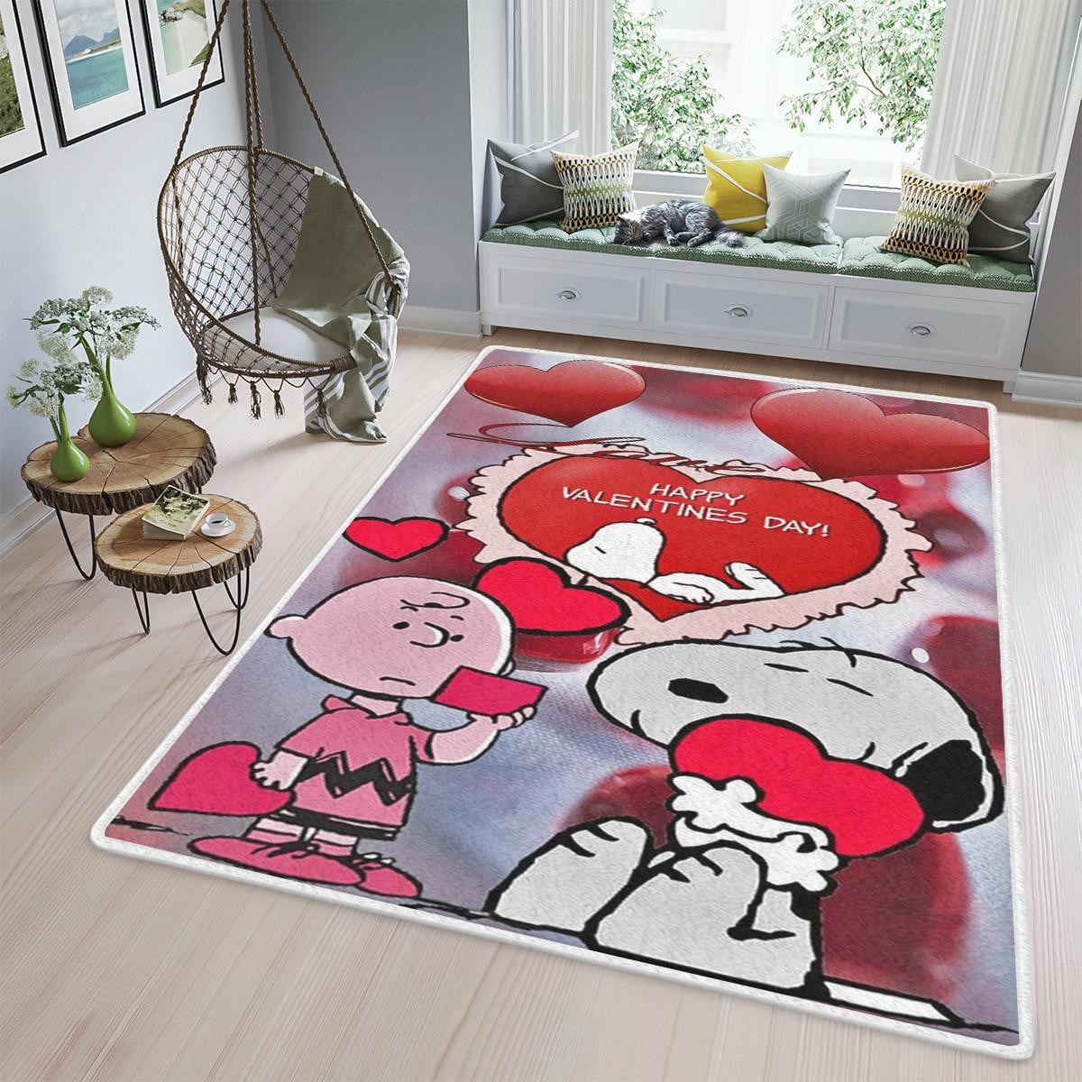 Snoopy Peanuts Happy Valentine's Day Fan Gift, Snoopy Peanuts Happy Valentine's Day Rug Home Decor Floor Decor