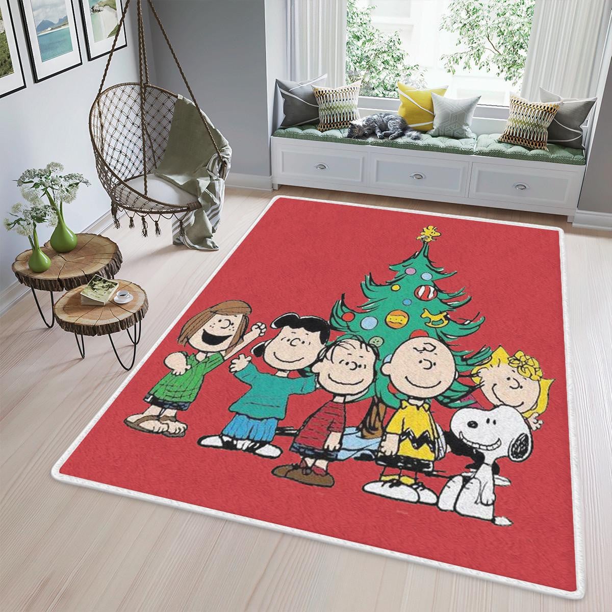 Happy Holiday Peanuts Snoopy And Friends 208 Christmas Gifts Lover Area Rug Living Room,snoopy Gift For Fan Rug Home Decor Floor Decor