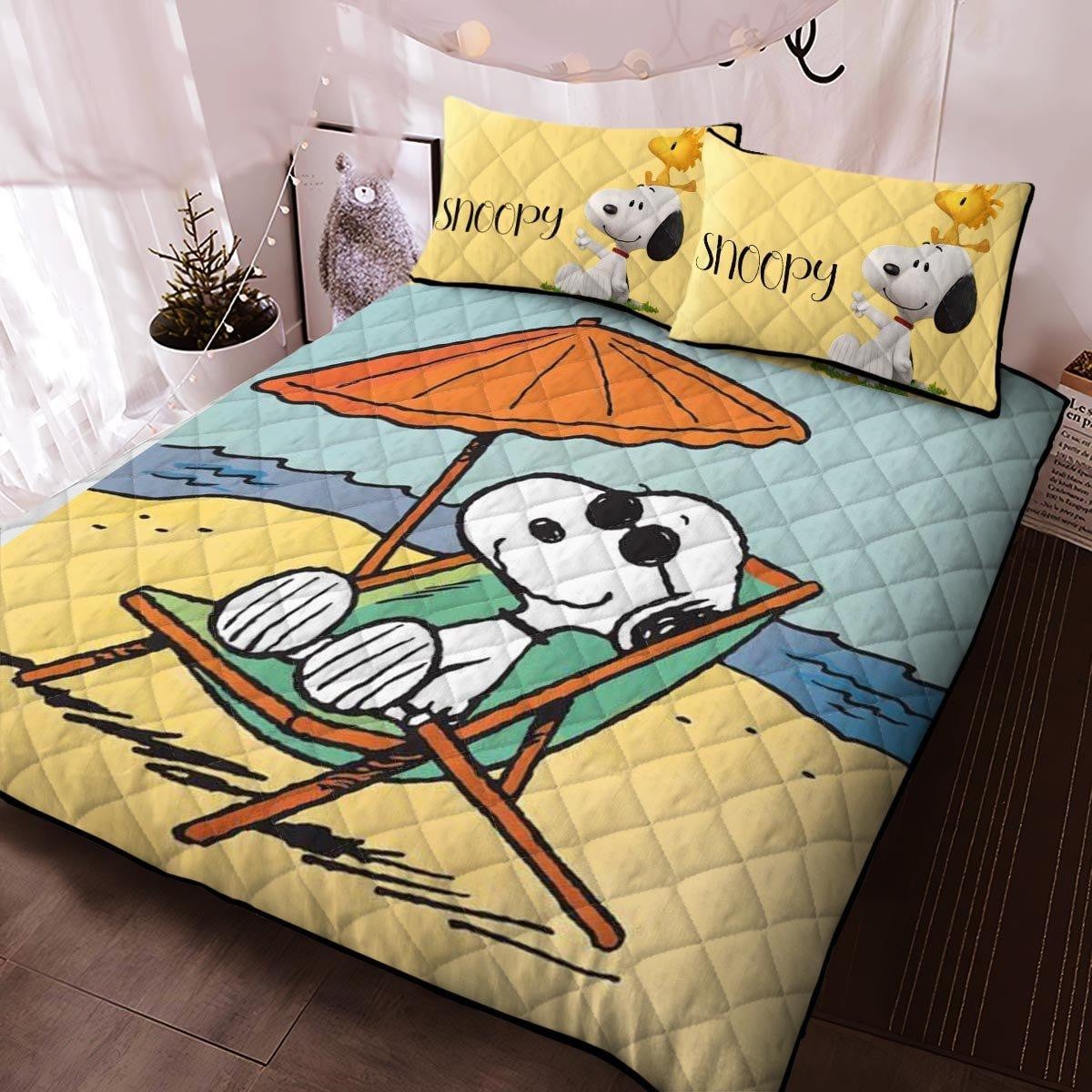 Peanuts Snoopy At The Beach, Snoopy Fan Gift, Snoopy Duvet Quilt Bedding Set