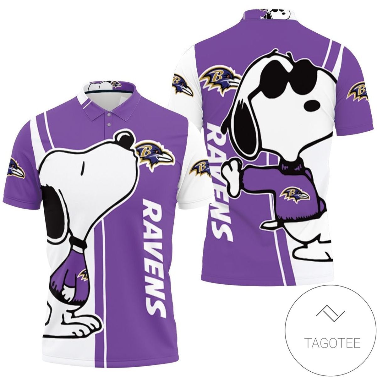 Mens & Womens Baltimore Ravens Snoopy Lover 3d Printed All Over Print Polo Shirt