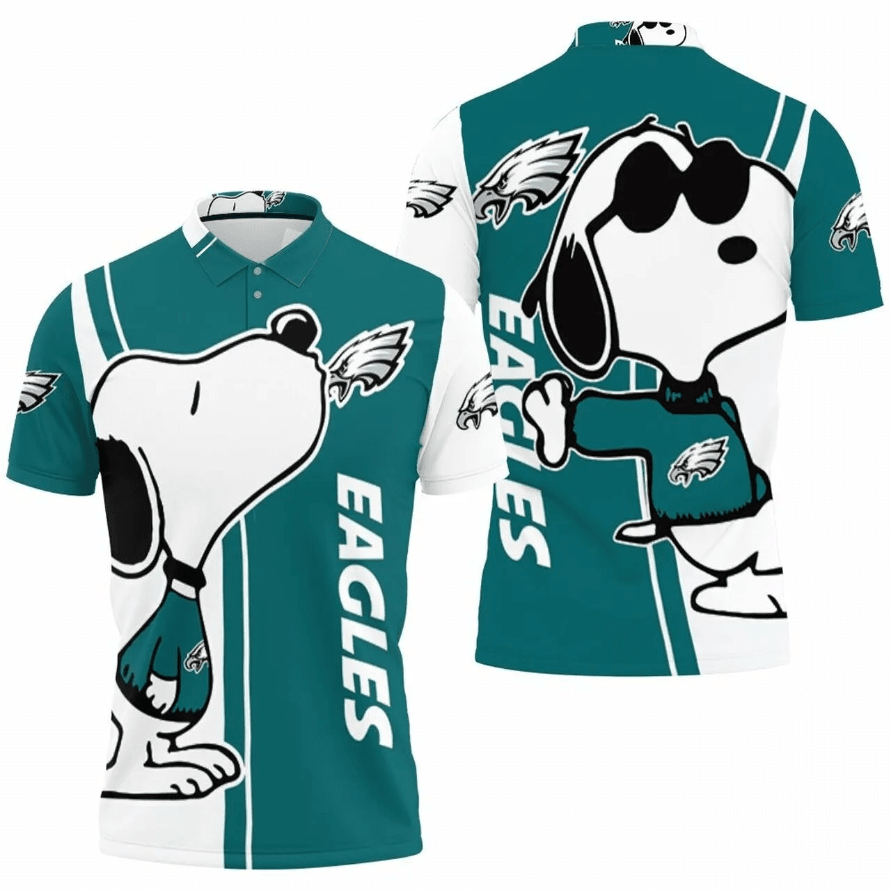 Mens & Womens Philadelphia Eagles Snoopy Lover 3D Printed Polo Shirt Gift for Fans