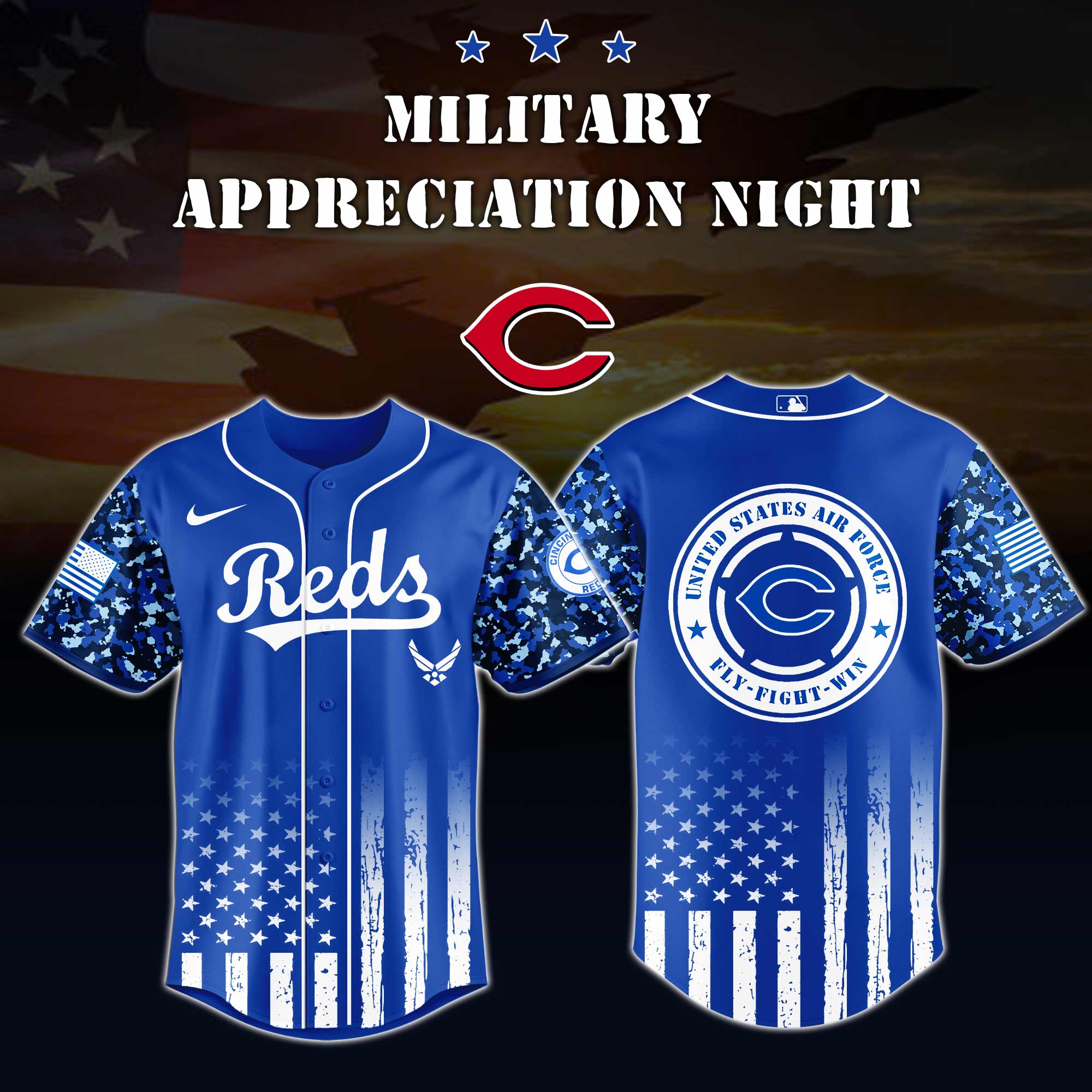 Cincinnati Reds Air Force Military Appreciation Night Jersey 