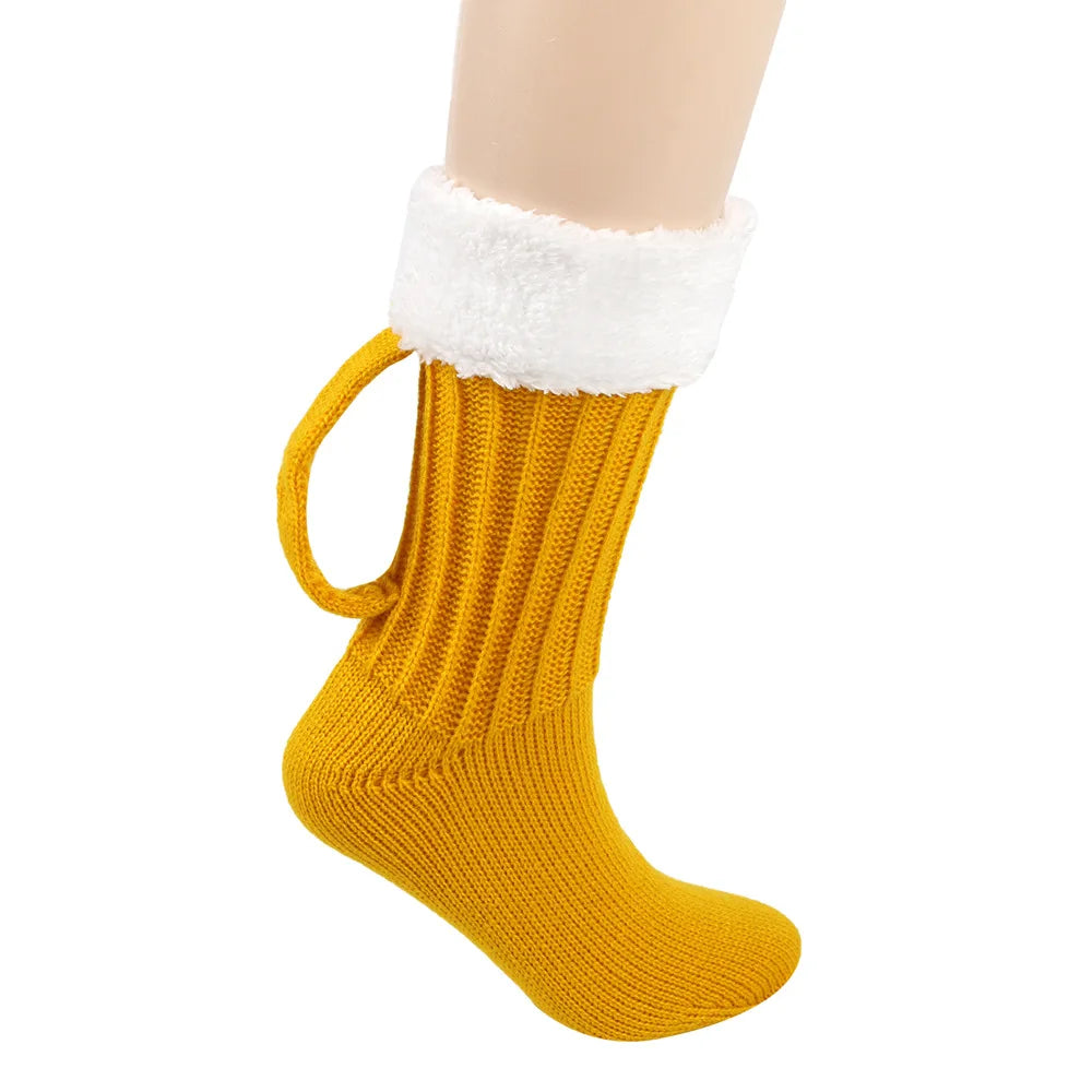 Thick Beer Mug Socks Women Men Autumn Winter Knitted Foot Cover Soft Floor Socks Warm Mid-Tube Socks EU 36-42