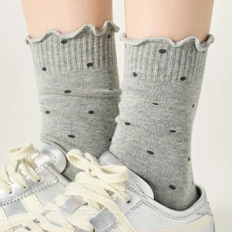 8 Pair 2025 Women's Autumn Winter Dot Ankle Socks Cotton Coffee Coquette Socks Casual Warm Socks for Girls High Quality Hosiery