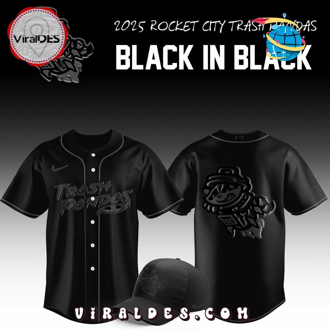 Rocket City Trash Pandas Black in Black Jersey 